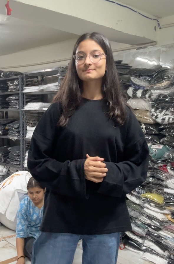 Blank waffle long sleeves boxy fit