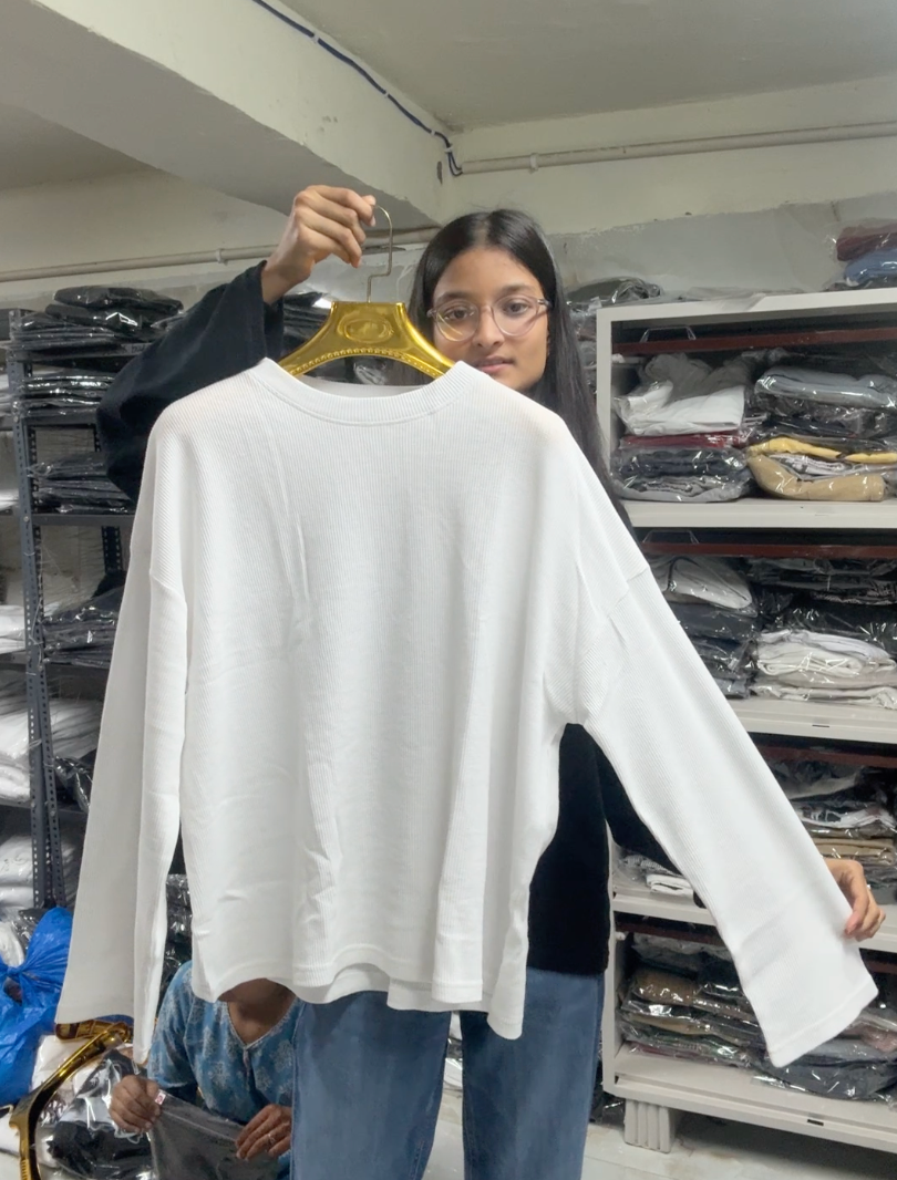 Blank waffle long sleeves boxy fit
